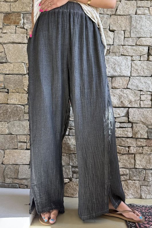 Rustic Nature Bubble Cotton Split Kick Pant Washed Charcoal